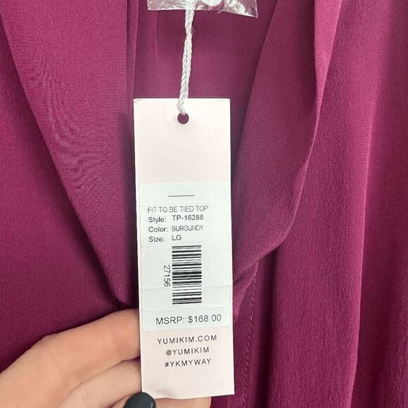 NWT Yumi Kim Womens Burgundy Red Long Sleeve Fit To Be Tied Top Size L - Picture 6 of 6